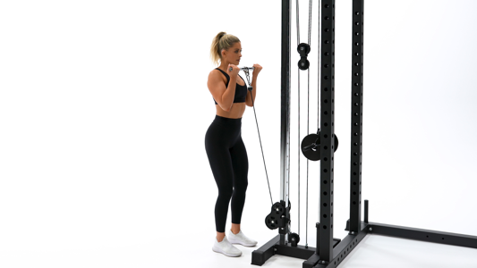 Straight bar cable bicep curl